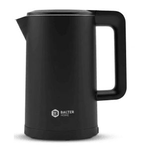 Balter Wasserkocher Edelstahl mit Temperatureinstellung Doppelwand Design BPA Frei Schwarz
