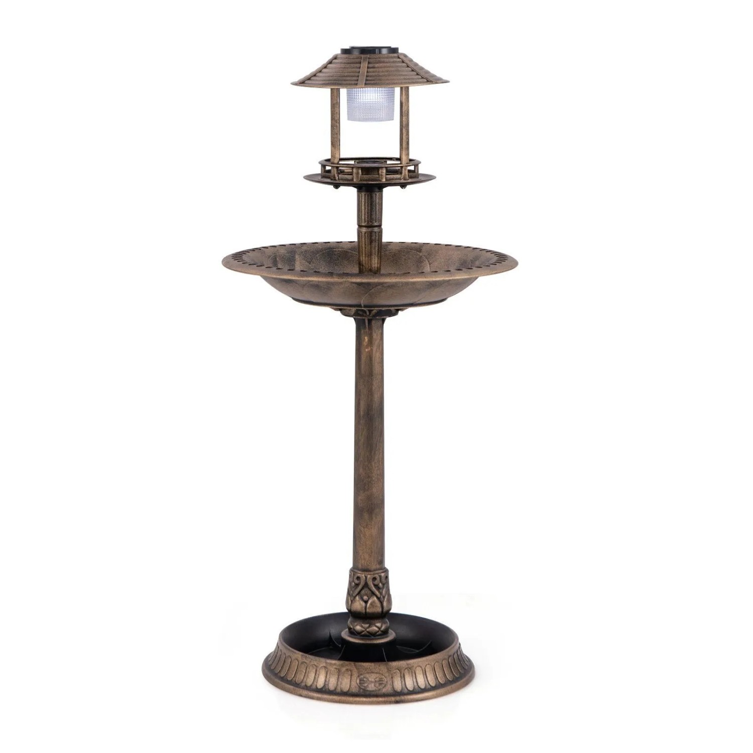 Costway Vogeltränke mit Solarleuchte Bronze 50 x 107 cm