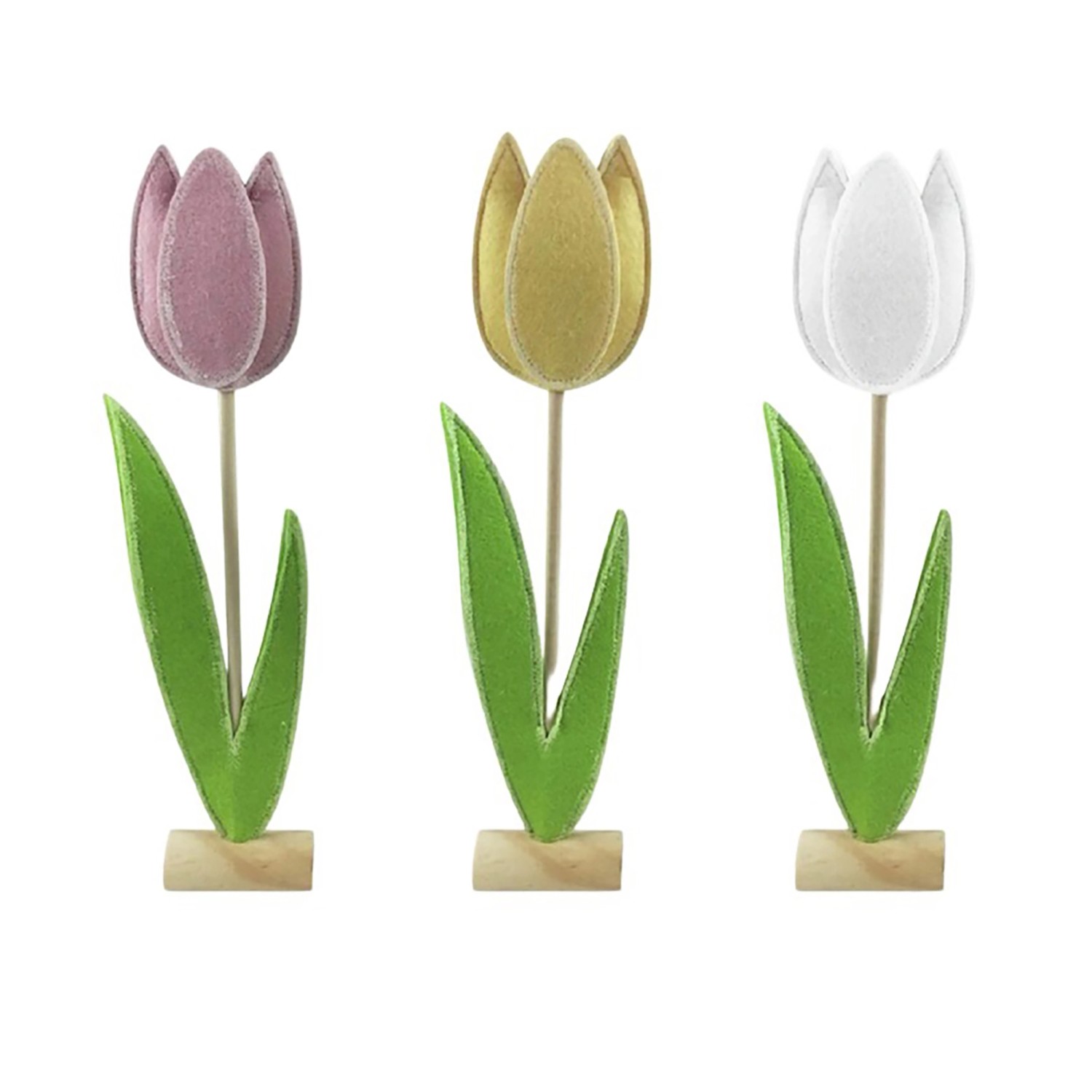 Boltze Dekoaufsteller Tulip 3-fach Sortiert 30 cm x 5 cm x 7 cm Rosa-Weiß günstig online kaufen