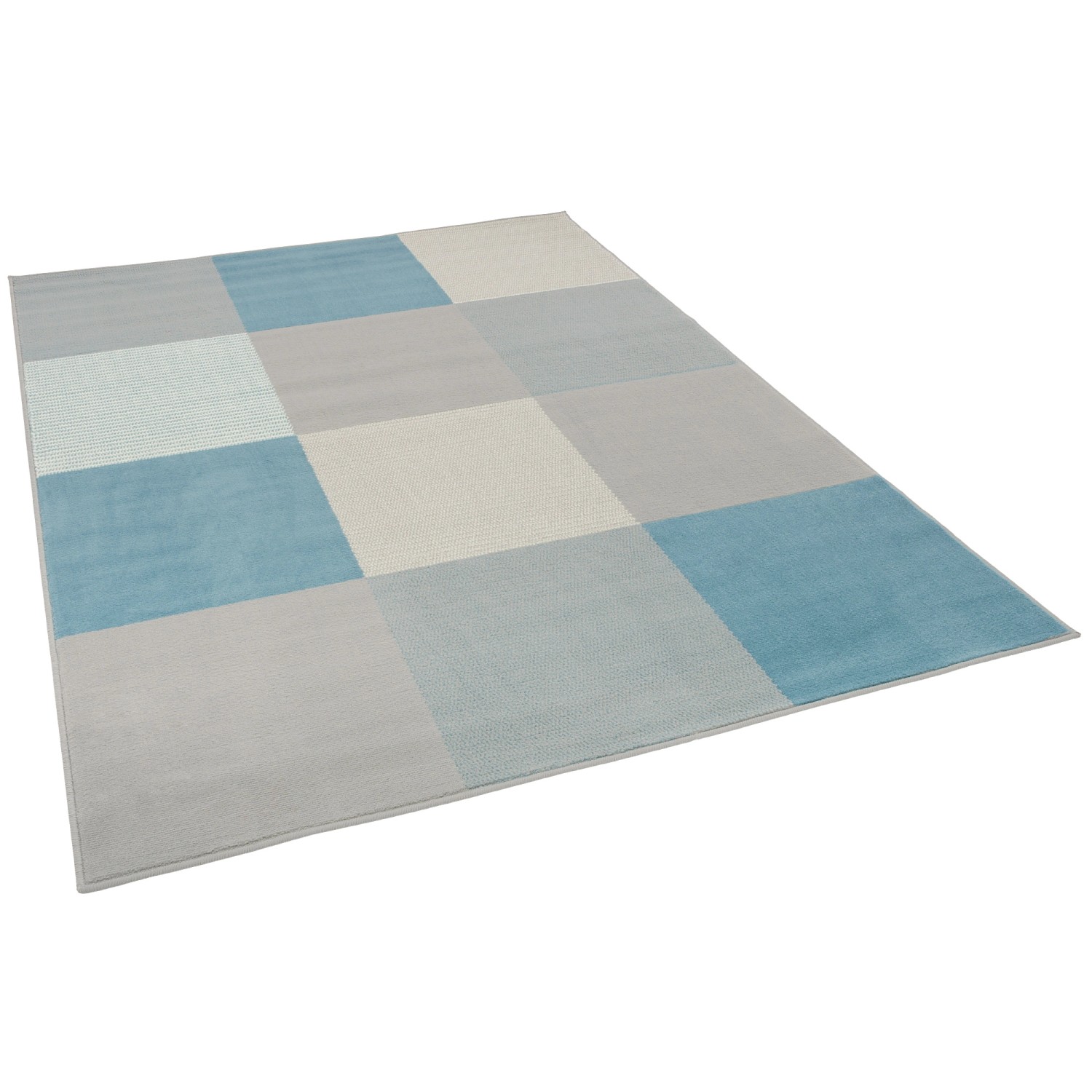 Pergamon Teppich Modern Trendline Karo Blau 80x150cm günstig online kaufen