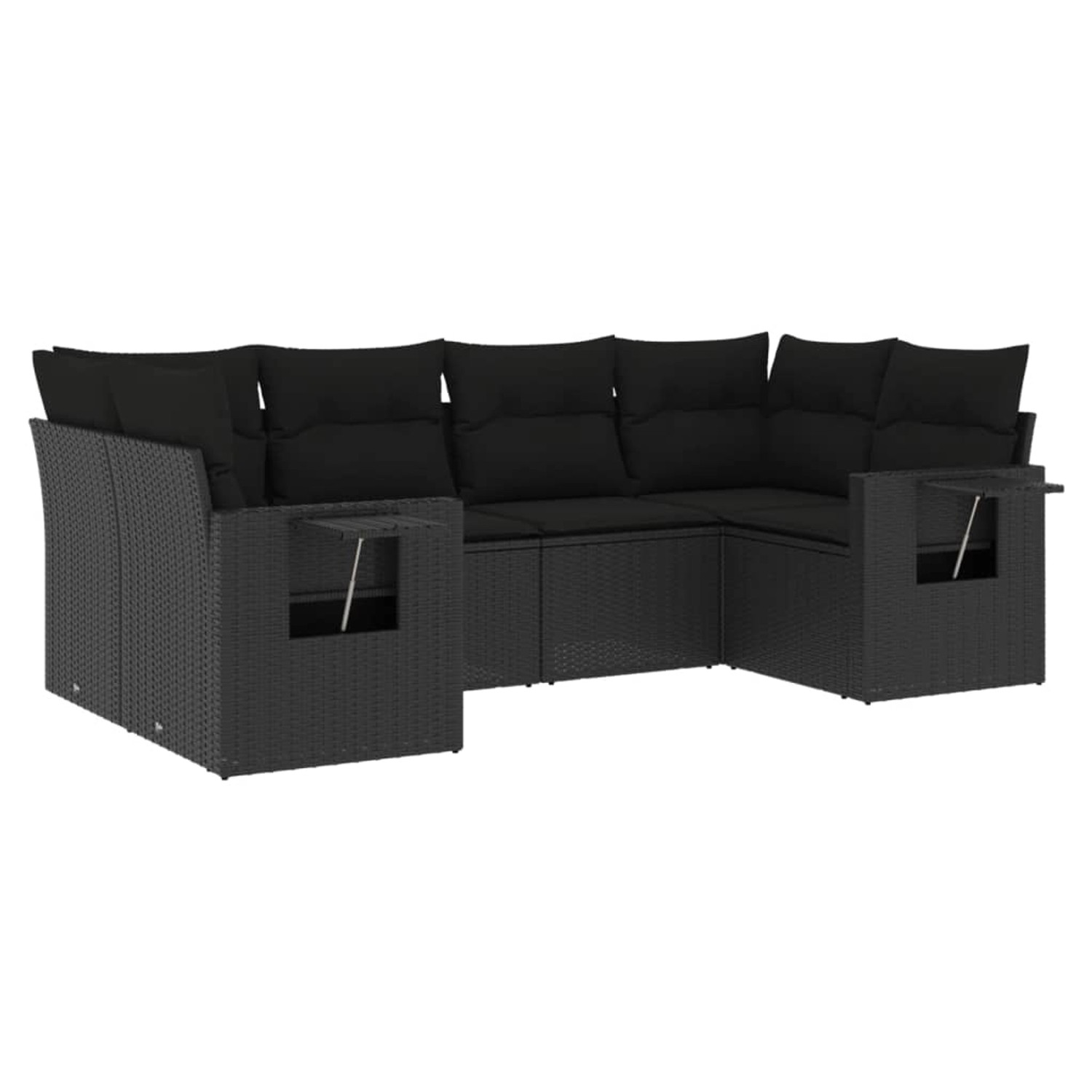 vidaXL 6-Tlg Garten-Sofagarnitur mit Kissen Schwarz Poly Rattan 3220574 günstig online kaufen