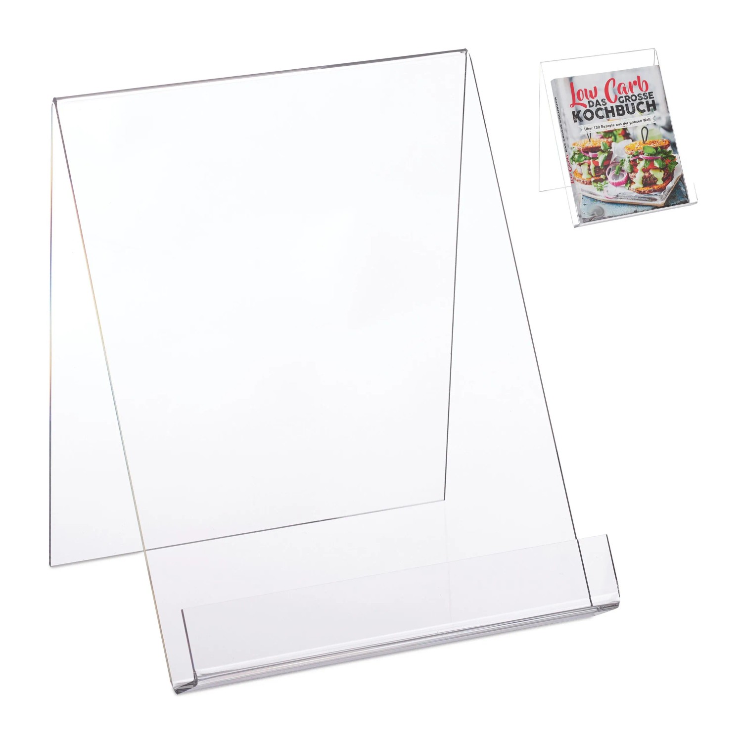 Relaxdays Buchaufsteller Acryl Transparent für DIN A4 und A5 24 cm x 21 cm x 19 cm 410 g