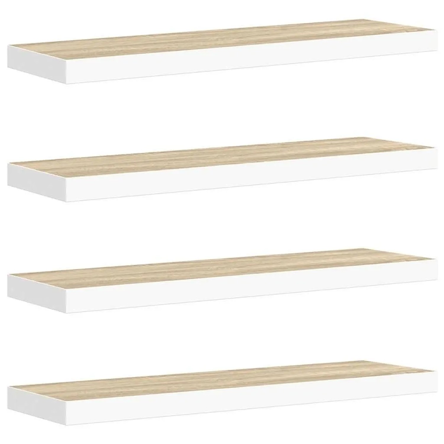 vidaXL Schweberegale 4 Stk Eichen-Optik und Weiß 80x23,5x3,8 cm MDF 326581