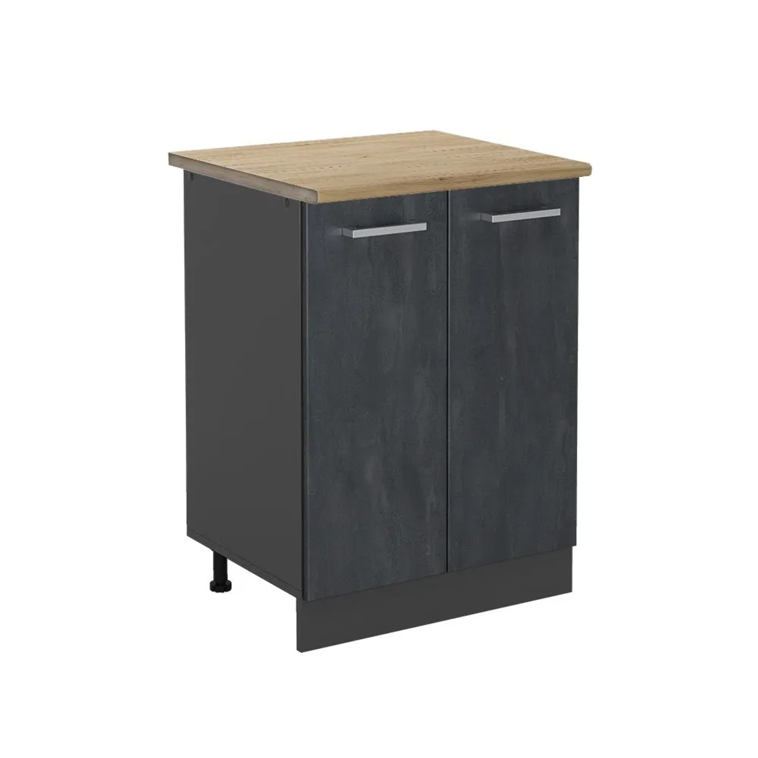 Vicco Küchenunterschrank R-Line Schwarz Beton Anthrazit 60 cm AP Eiche