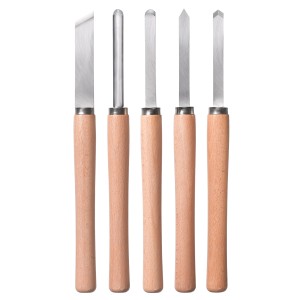 Einhell Drechselbeitelsatz, 5-teilig für Drechselarbeiten. Hobel & Beitel Set mit Holzgriffen.
