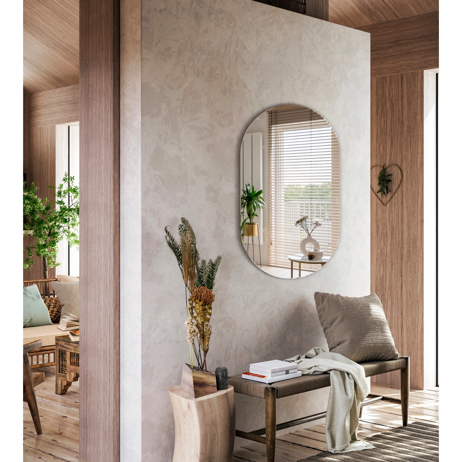 Tulup Wandspiegel Ovaler Spiegel 46x80 cm Spiegel Oval Ohne Rahmen Minimalistischer Ovaler Spiegel Ovaler Spiegel Badezimmer_4