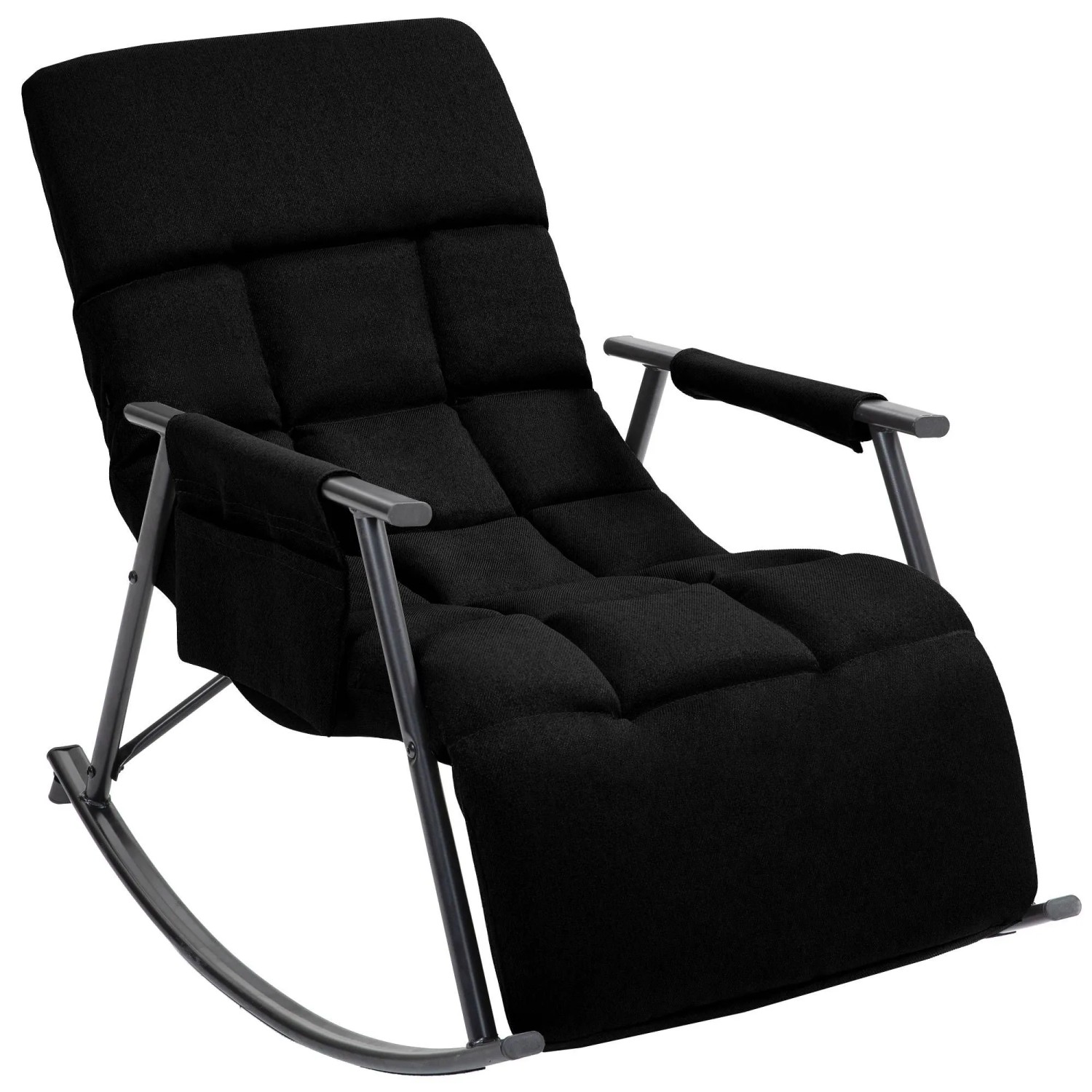 DELUKE Schaukelstuhl MIKA Indoor 61x100x66cm Stoff Schwarz Liegestuhl Relaxstuhl Sofastuhl