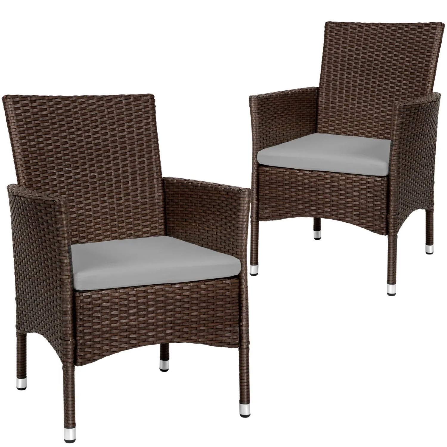 Tectake 2Er Set Rattanstuhl Nantes Widerstandsfähig Uvbeständig Braun Beige
