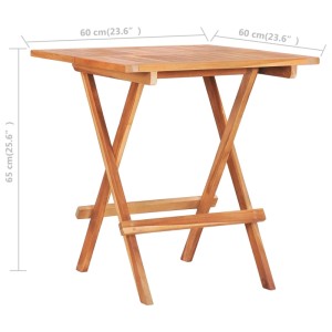 Klappbarer Bistrotisch aus Teakholz, 60x60 cm, ideal für Garten und Terrasse.