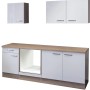 Flex-Well Küchenzeile 210 cm, Weiß Hochglanz/Sonoma Eiche, ohne E-Geräte.
