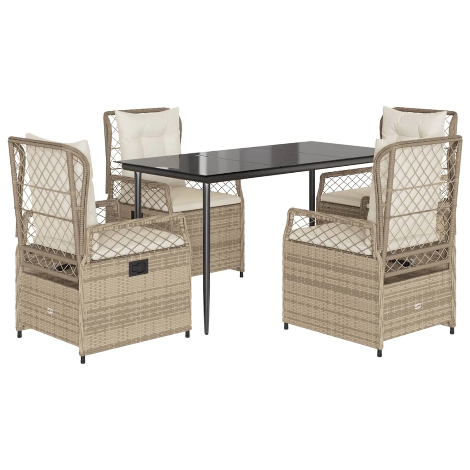 vidaXL 5-Tlg Garten-Essgruppe mit Kissen Beige Poly Rattan 3263015
