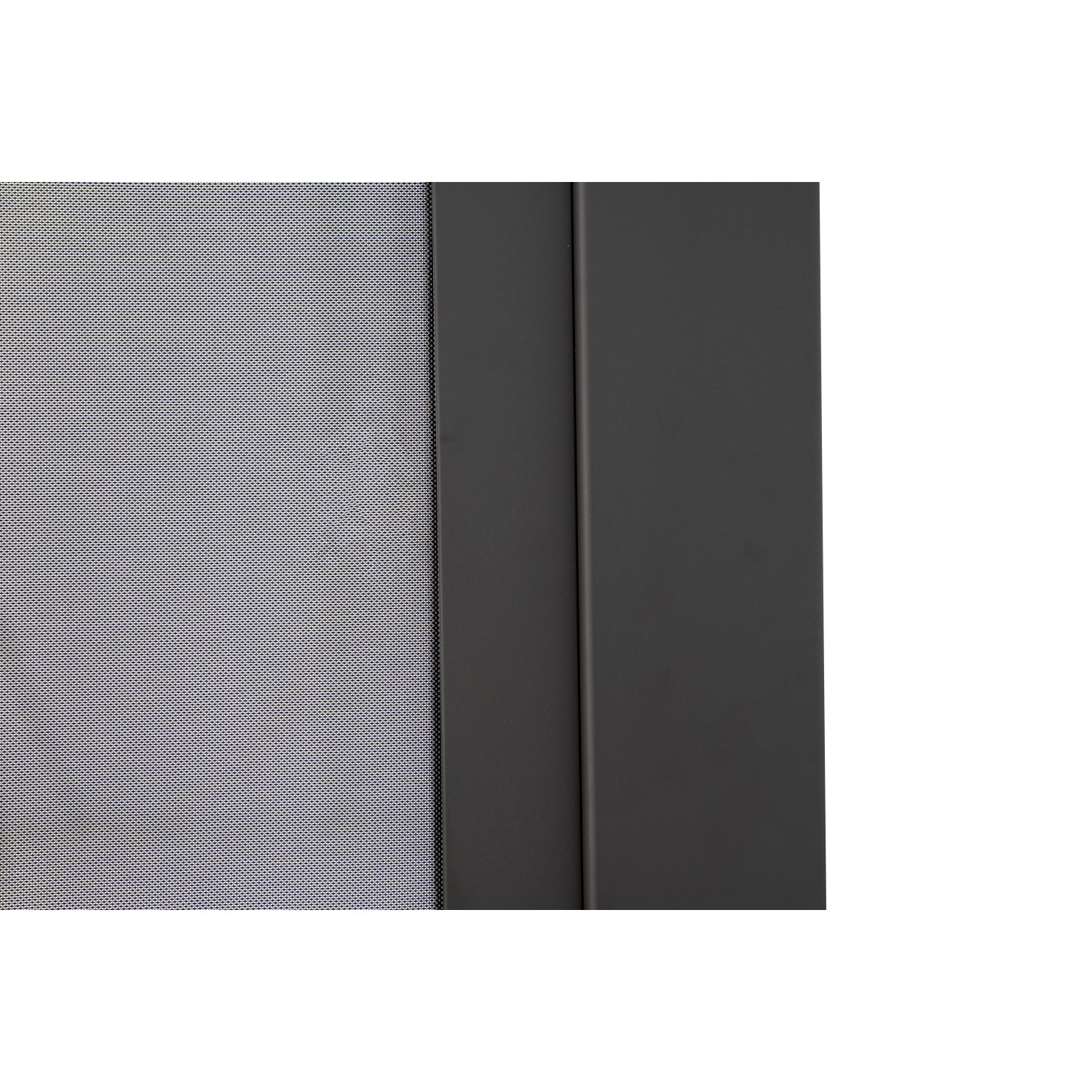 Detailaufnahme: Anthrazitfarbenes Leco Rollo für Lamellenpergola Deluxe, Zubehör für Lauben & Pavillons.