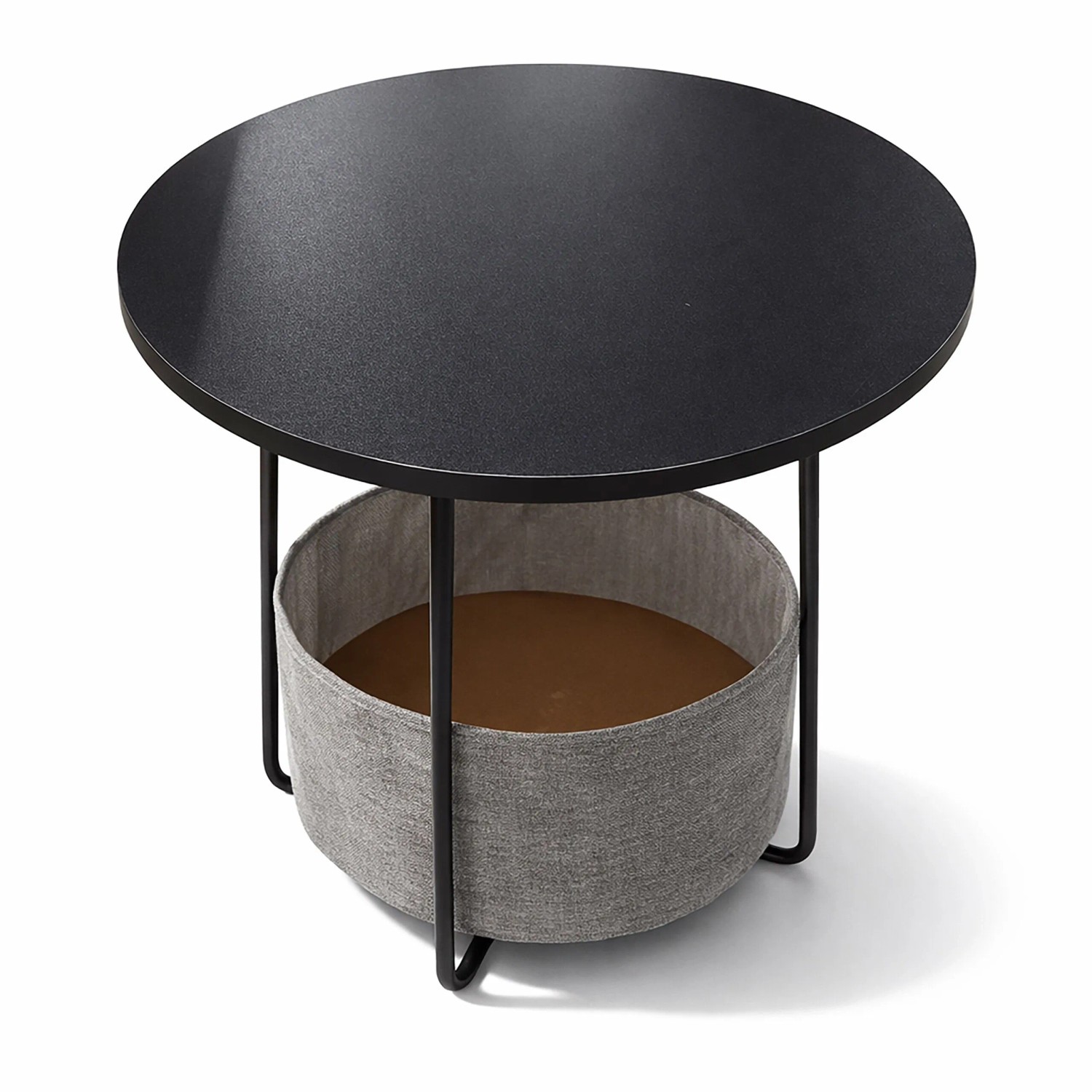 Relaxdays Beistelltisch Metall MDF Schwarz Dunkelgrau Mit Korb 50 cm x 45 cm