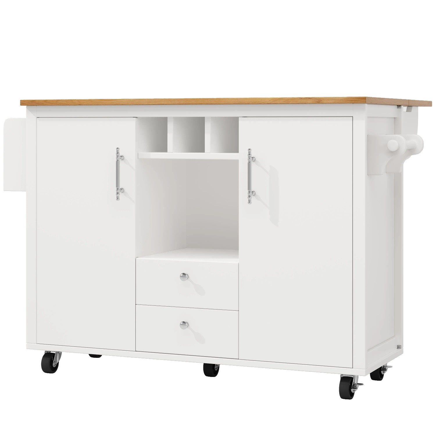Merax Kücheninsel 120x73-45x92cm  Klappplatte  Weinregal  Gewürzregal  Rollen