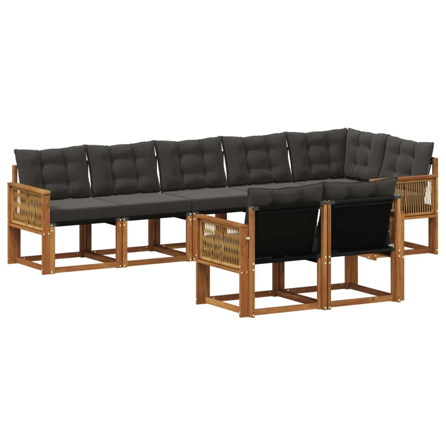 vidaXL Outdoor-Sofagarnitur mit Kissen 8 Stk Natur und Schwarz 3382036