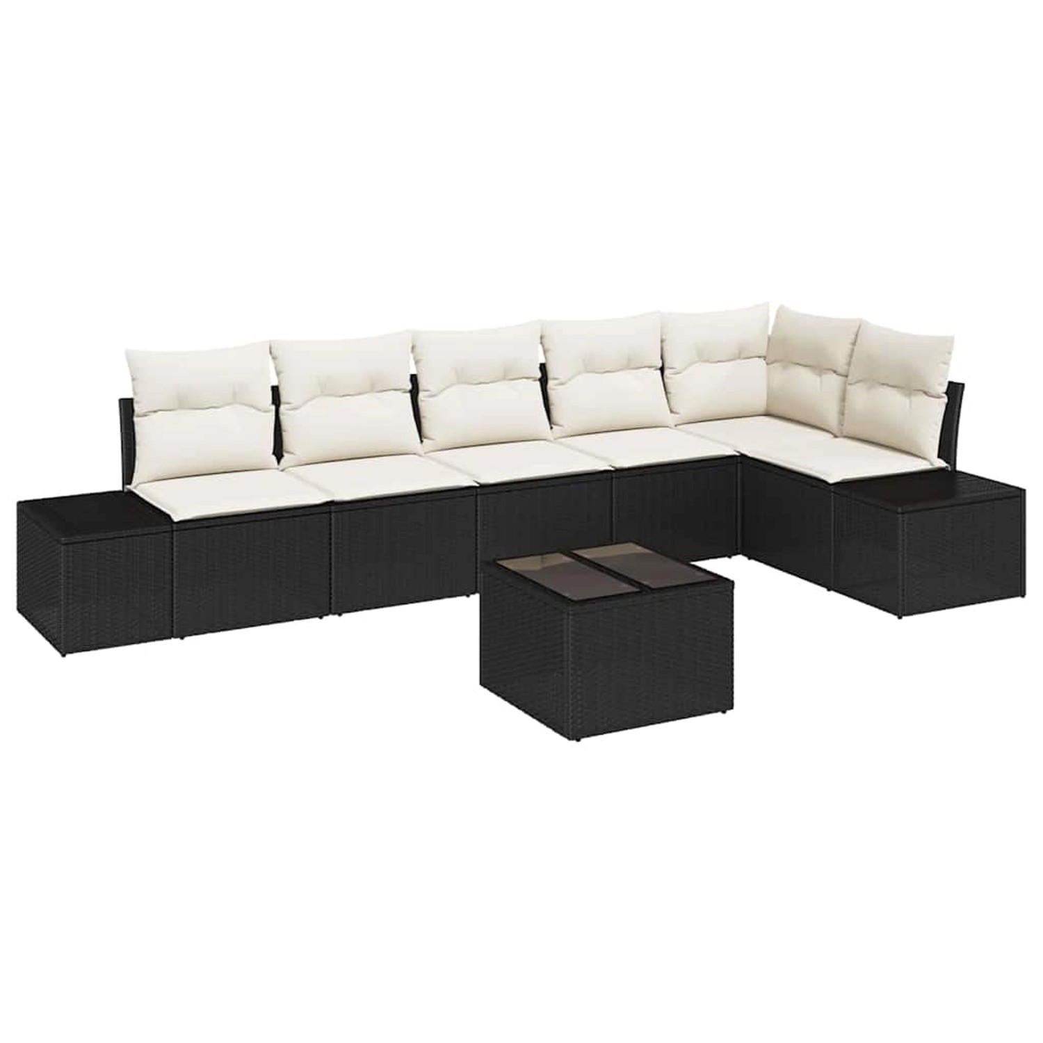 vidaXL 7-Teiliges Garten-Sofaset mit Kissen in Schwarz aus Poly Rattan 3347 günstig online kaufen