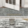Grauer Kurzflor Teppich mit geometrischem Muster, 1,5 cm Florhöhe. Passt unter Türen und Möbel. Moderner Wohnzimmerteppich.