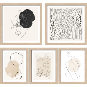 Pro Art Bilder Set mit Rahmen, Lines And Shapes XII, 5-teilig, abstrakte Motive im Scandic-Style.