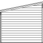 Illustration eines Holz-Gartenhauses Ostende in Schwedenrot mit Pultdach.