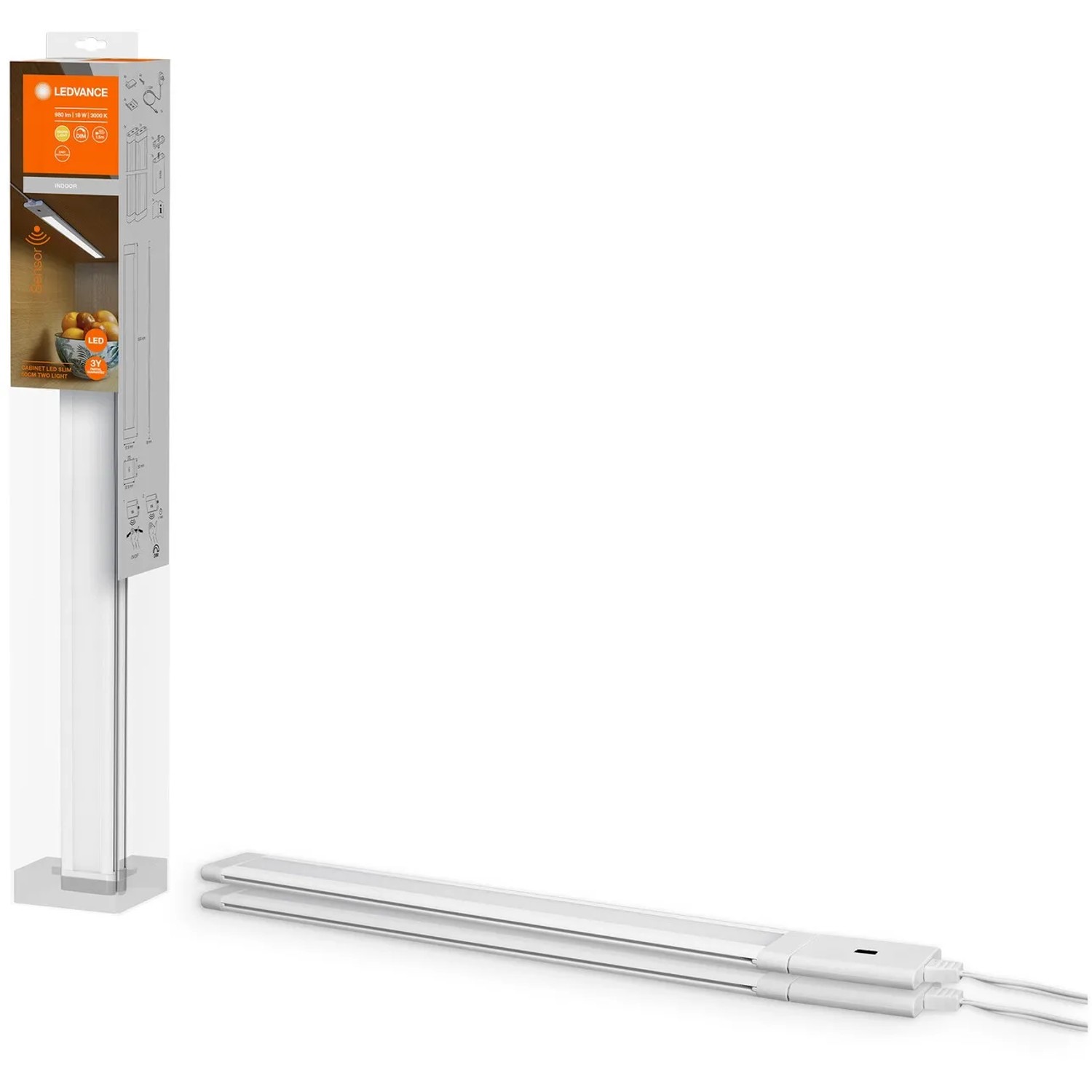 Ledvance LED-Unterbauleuchte Cabinet Slim 2er-Set, 50 cm, weiße LED Leuchten mit Bewegungssensor.