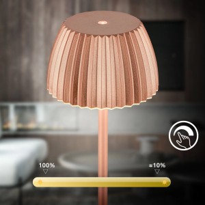 Brilo Akku-Stehleuchte Riffle Dimmbar Touch Lichtkante Kupfer