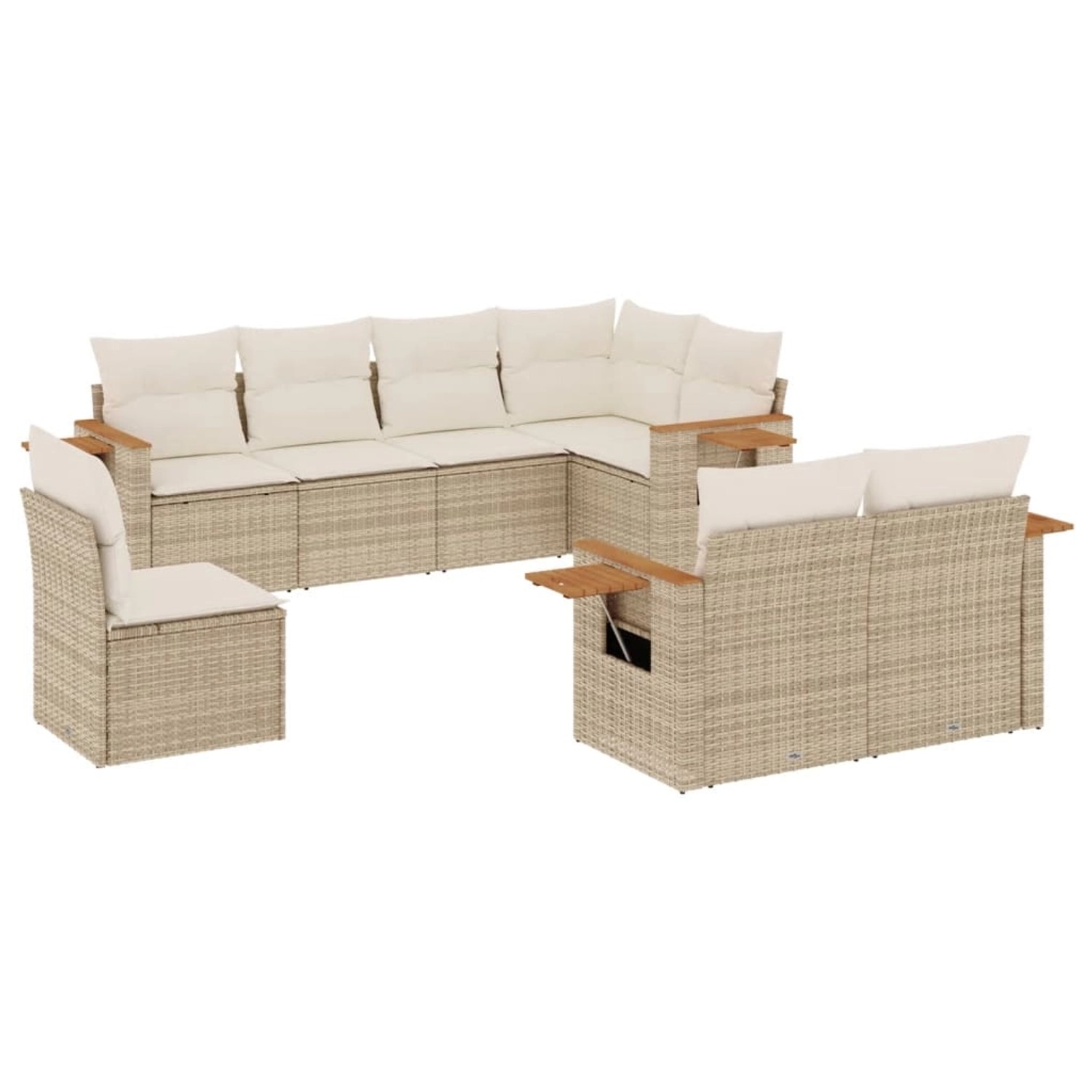 vidaXL 8-Tlg Garten-Sofagarnitur mit Kissen Beige Poly Rattan 3259405 günstig online kaufen