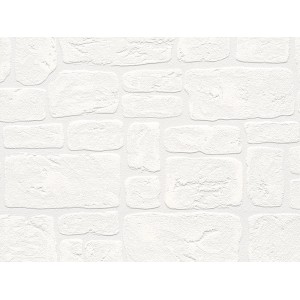 Weiße Strukturprofiltapete Dekora Natur mit Steinmuster für ein modernes Ambiente.