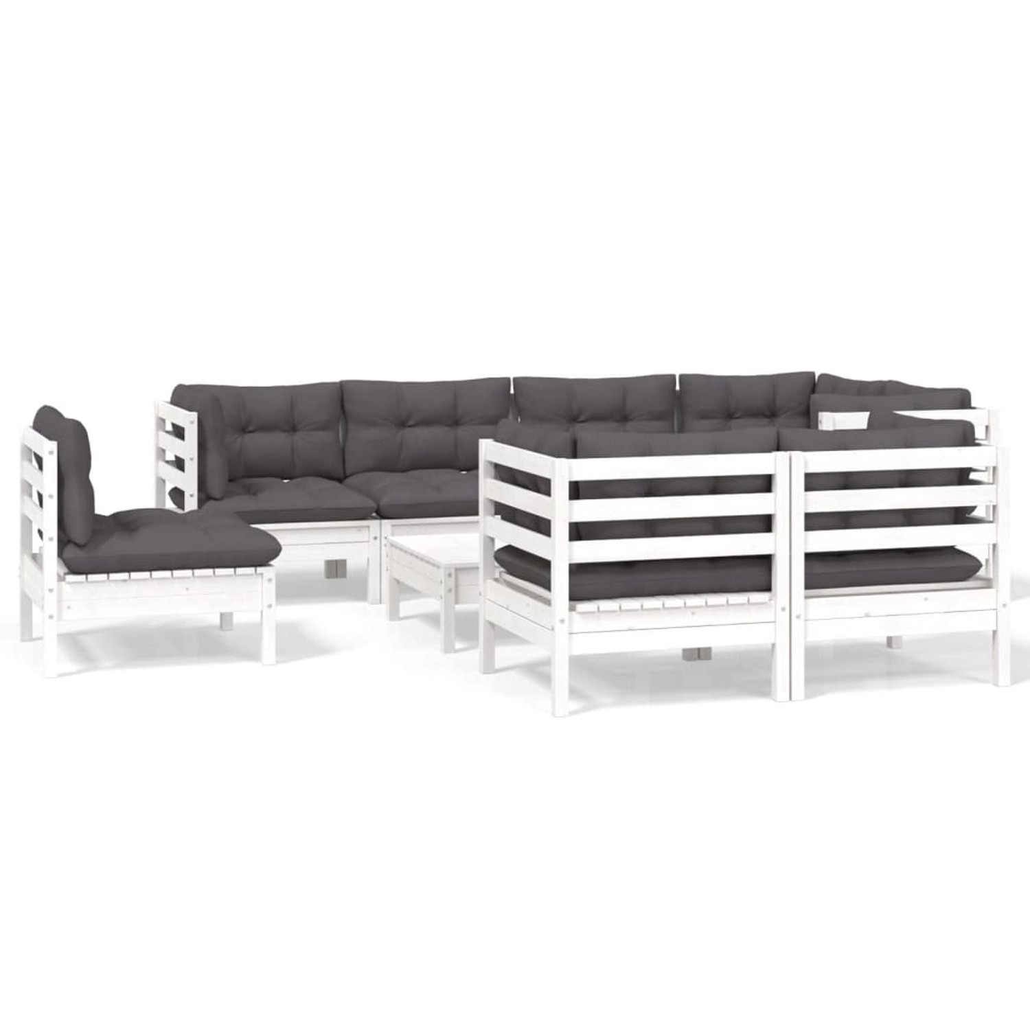 vidaXL 9-Tlg Garten-Lounge-Set mit Kissen Weiß Kiefer Massivholz 3096521 günstig online kaufen
