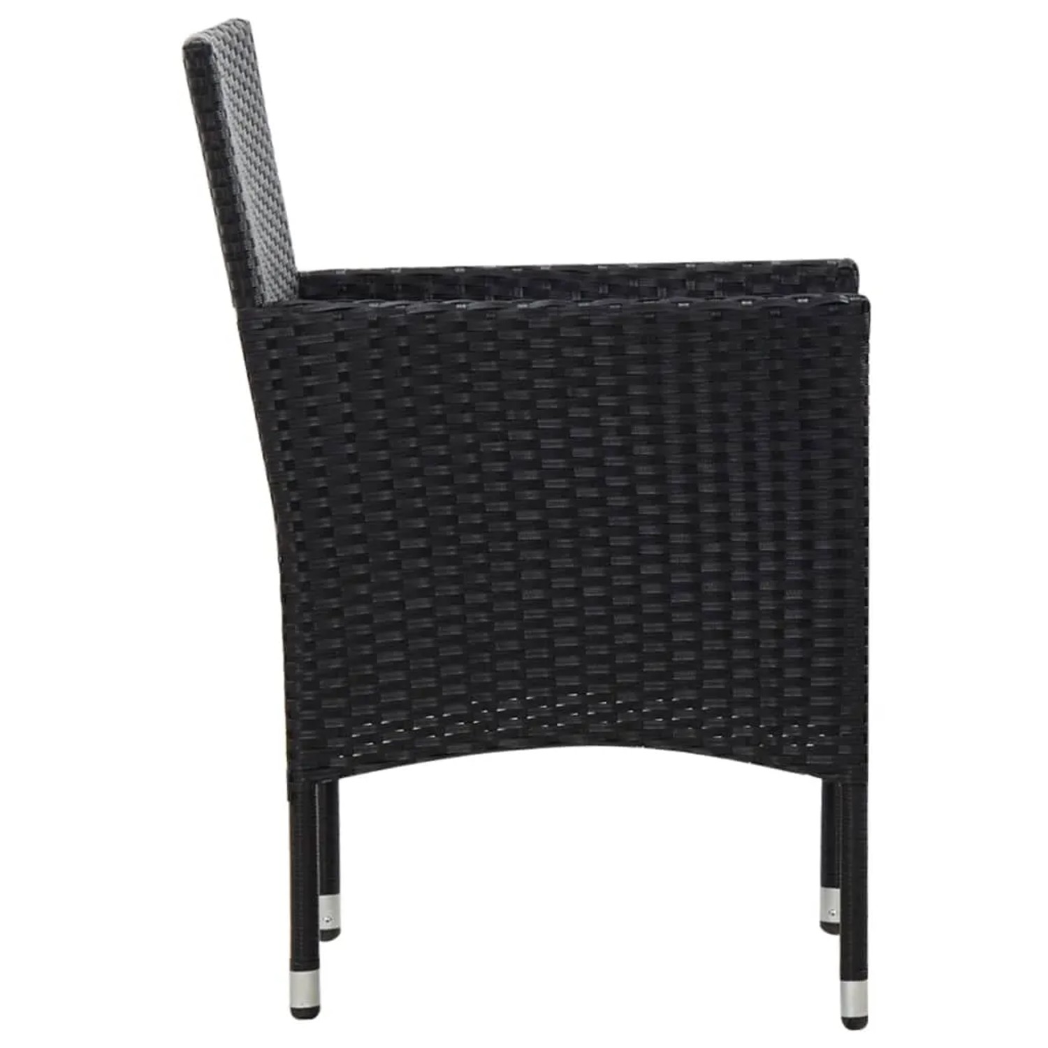 Schwarzer Rattan Sessel, Teil des 5-tlg. vidaXL Garten Lounge Sets.