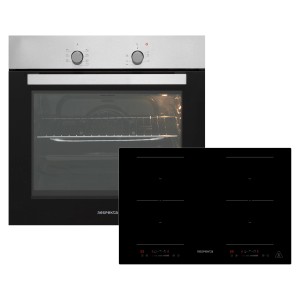 Respekta Herdset Solero + Fynn: Backofen mit Induktionskochfeld in Edelstahl und Schwarz.