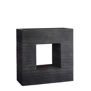 Anthrazitfarbener Pflanzwerk Pflanzkübel Vista Premium Groove, 66 cm, frostbeständig.