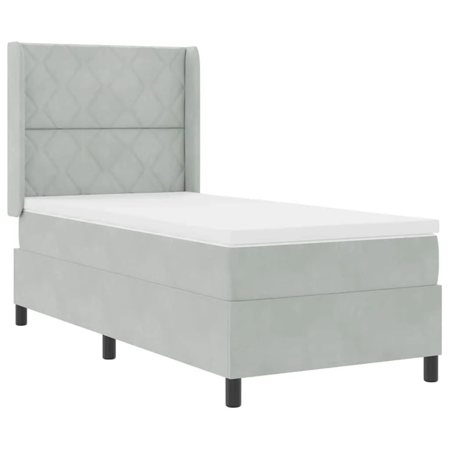 vidaXL Boxspringbett mit Kopfteil Hellgrau 100 x 200 cm Samt 3342050 günstig online kaufen