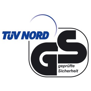 TÜV Nord GS Zeichen für geprüfte Sicherheit des Relingträgers Basic Plus.