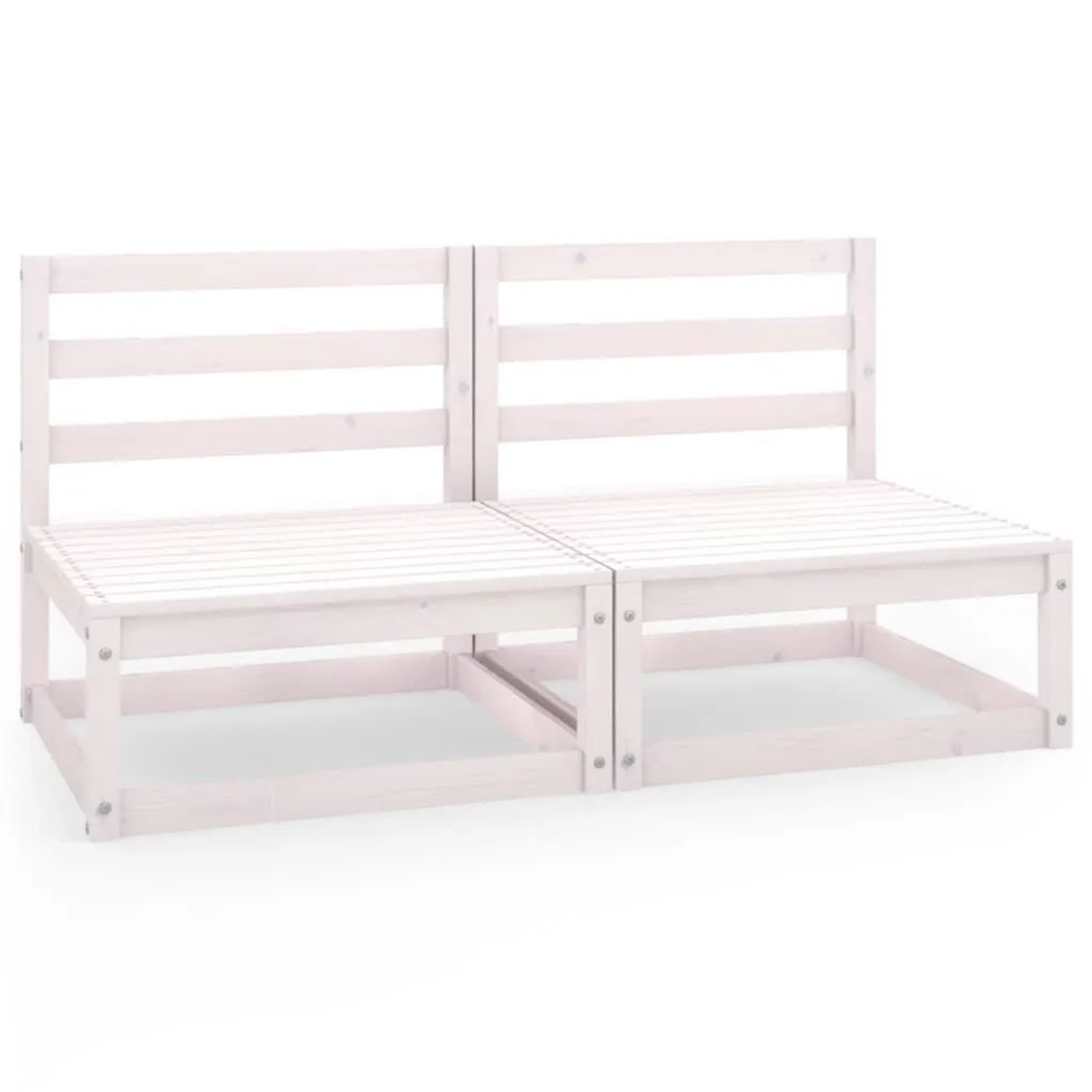 vidaXL Gartensofa 2-Sitzer Weiß Massivholz Kiefer 3075230