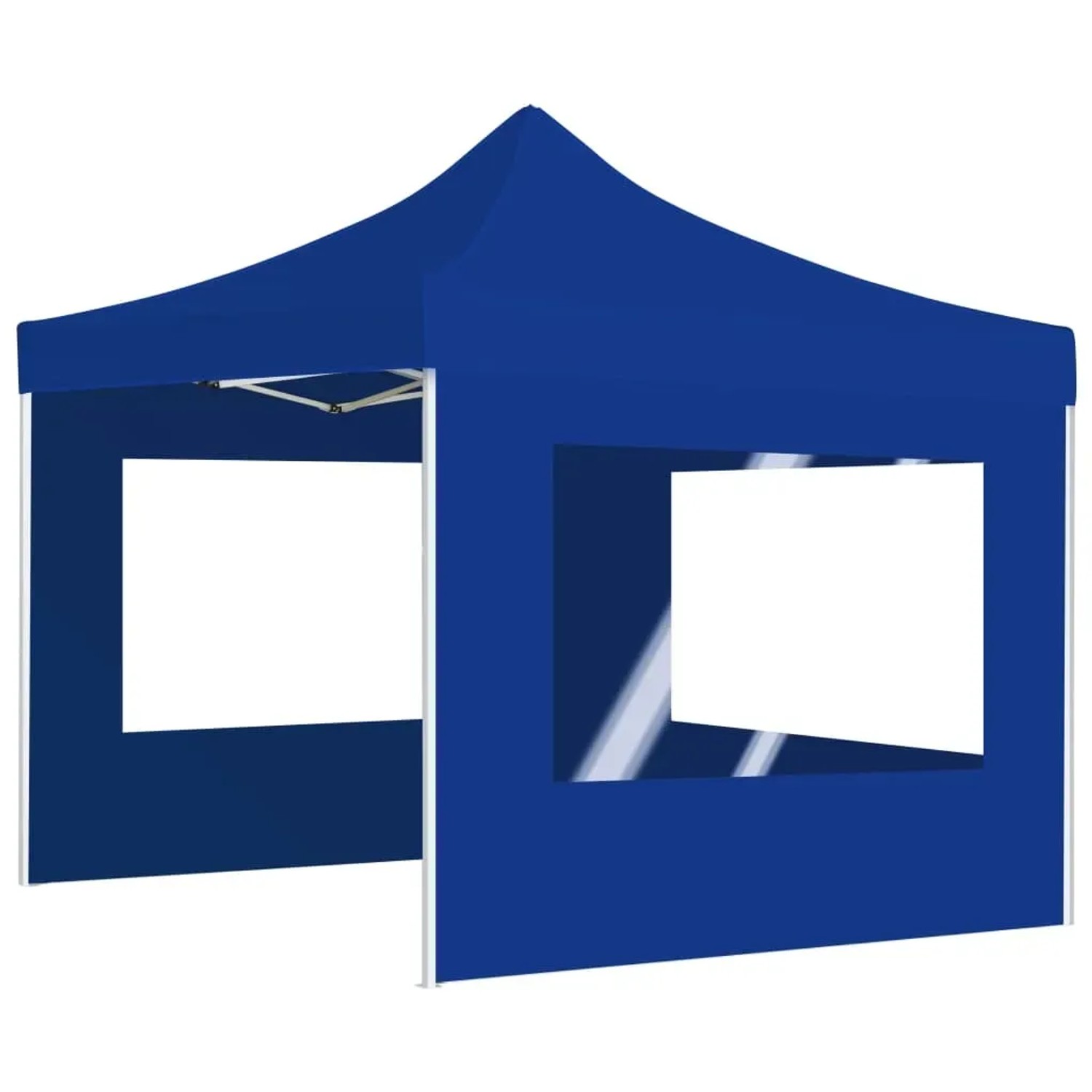 Blaues, faltbares 2x2 m Partyzelt mit Wänden und Fenstern von vidaXL.