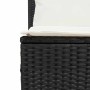 Detailansicht: Schwarze vidaXL Garten-Essgruppe aus Rattan mit cremefarbenen Kissen.