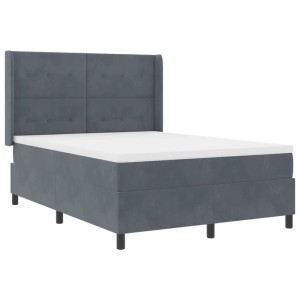 vidaXL Boxspringbett mit LED-Lichtleisten Dunkelgrau 140 x 200 cm Samt 3343869