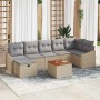 Beiges 8-tlg. vidaXL Garten-Sofa-Set aus Rattan mit Kissen und Stauraum.