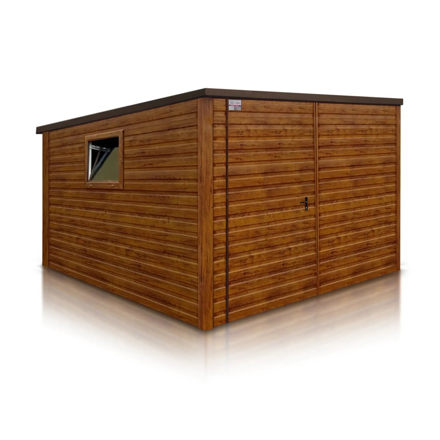 Liderstal Einzelgarage Premium aus Blech 300 x 300 cm mit Montage Pultdach Holzoptik