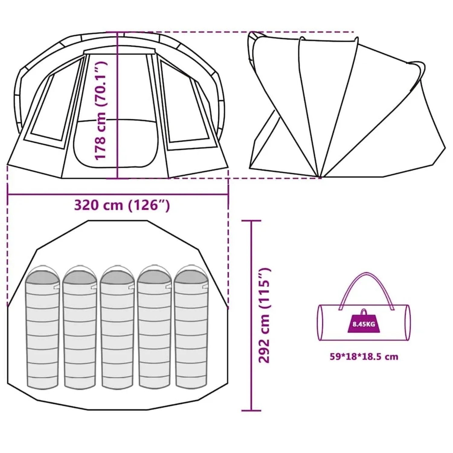 vidaXL Angelzelt 5 Personen Tarnmuster Wasserdicht 4009394_16