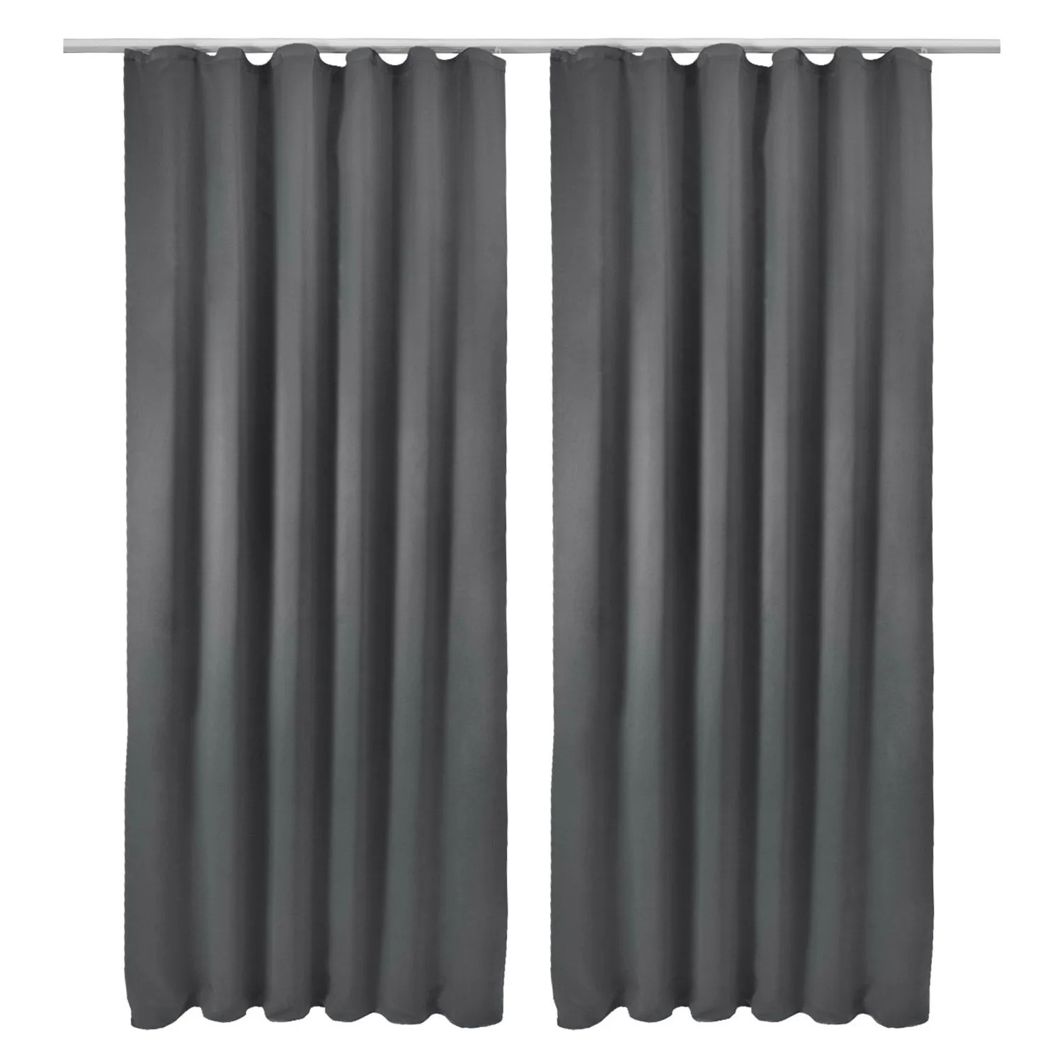 Beautissu Amelie BK Vorhang mit Kräuselband 140x245cm Anthrazit 2tlg