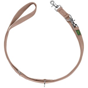 Verstellbare Hunter Führleine Inari, 2 m, beige, aus reißfestem Polyester mit Zangenkarabiner.