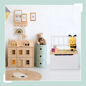 Relaxdays Kinderbank MDF Kiefernholz Weiß Braun mit Stauraum Rückenlehne Softclose 55 cm x 57 cm x 31 cm 5,8 kg