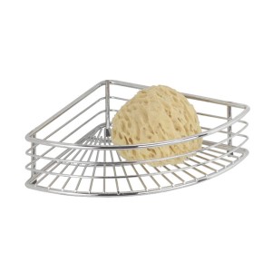 Wenko Bad-Eckwandablage Milano, Chrom glänzend mit Schwamm, zur idealen Stauraumnutzung in der Dusche.