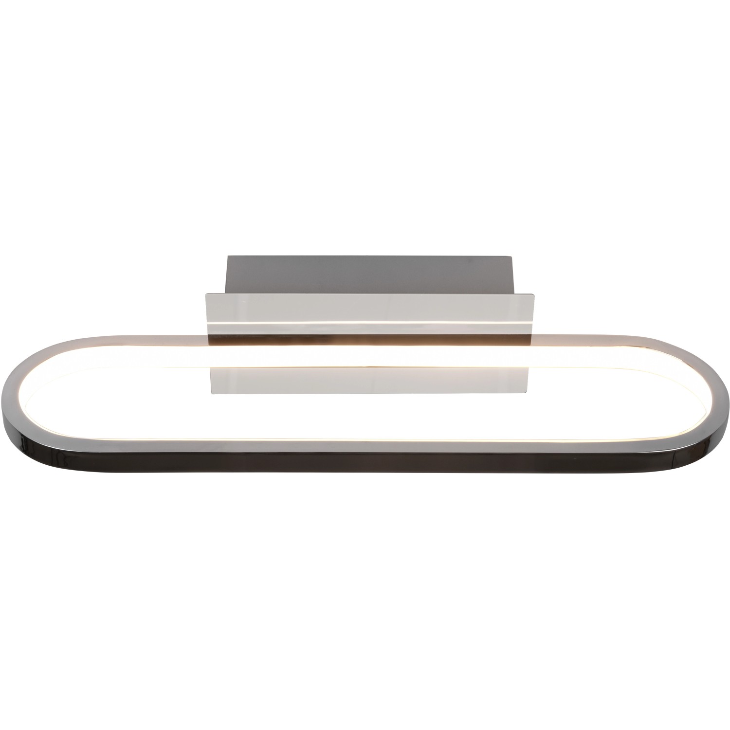 Moderne LED Bad-Wandleuchte Gianni in Chrom, 75x400x148 mm, warmweißes Licht.