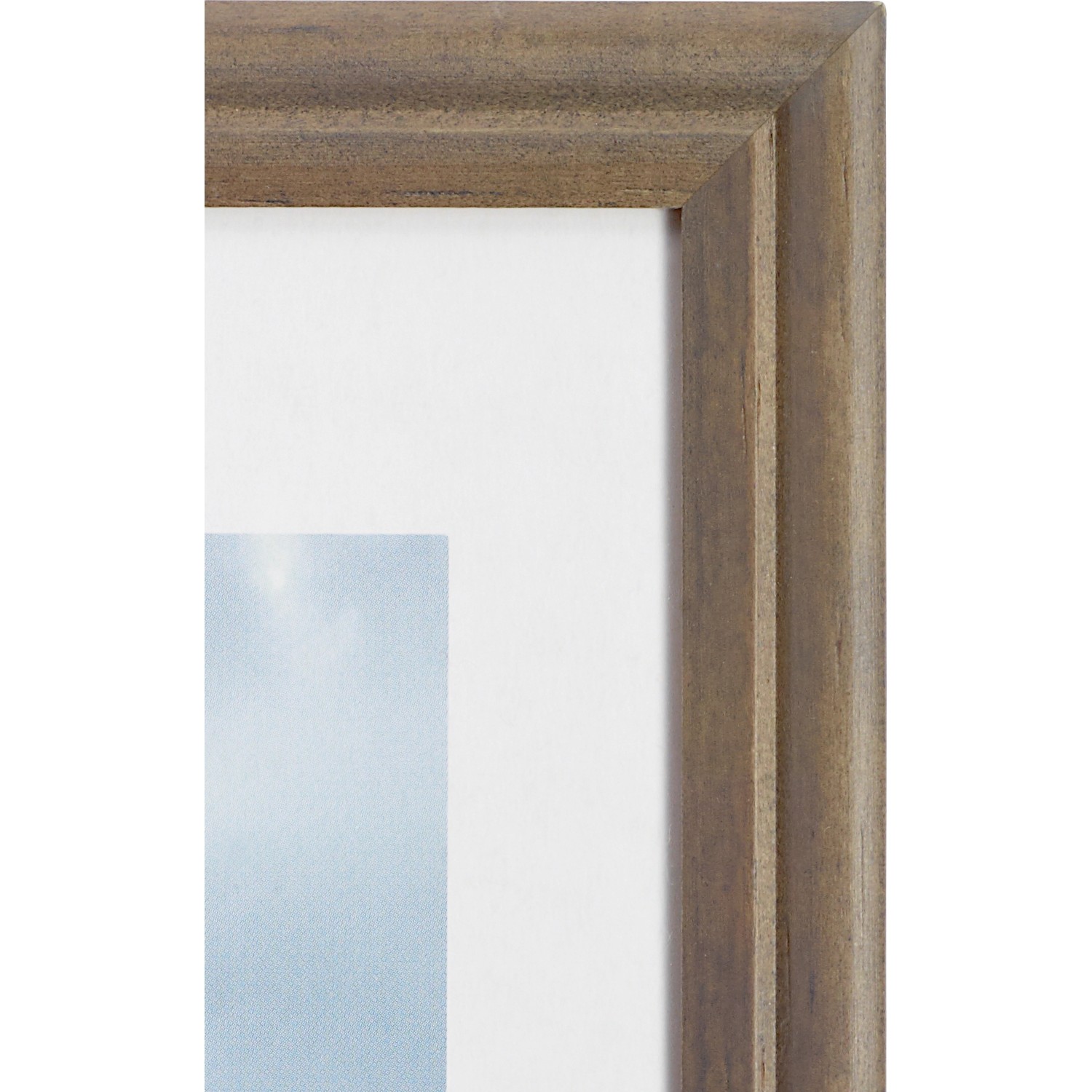Grauer Holzbilderrahmen, gerillt, 13x18 cm. Dekorativer Fotorahmen mit Aufsteller.