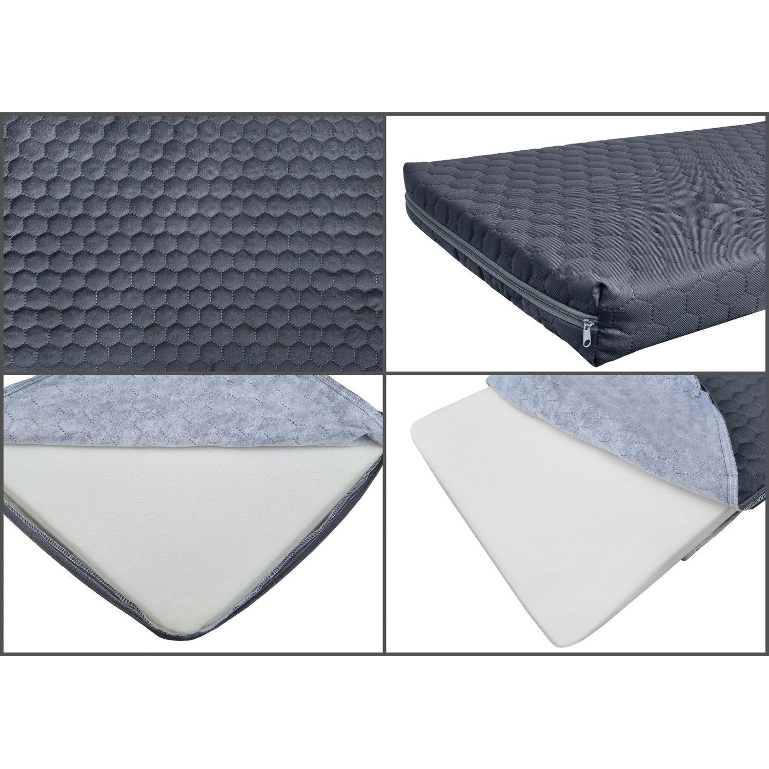 Hundesofa Matratze mit Bezug, Schaumstoffkern und Reißverschluss für Tierbett 120x70 cm