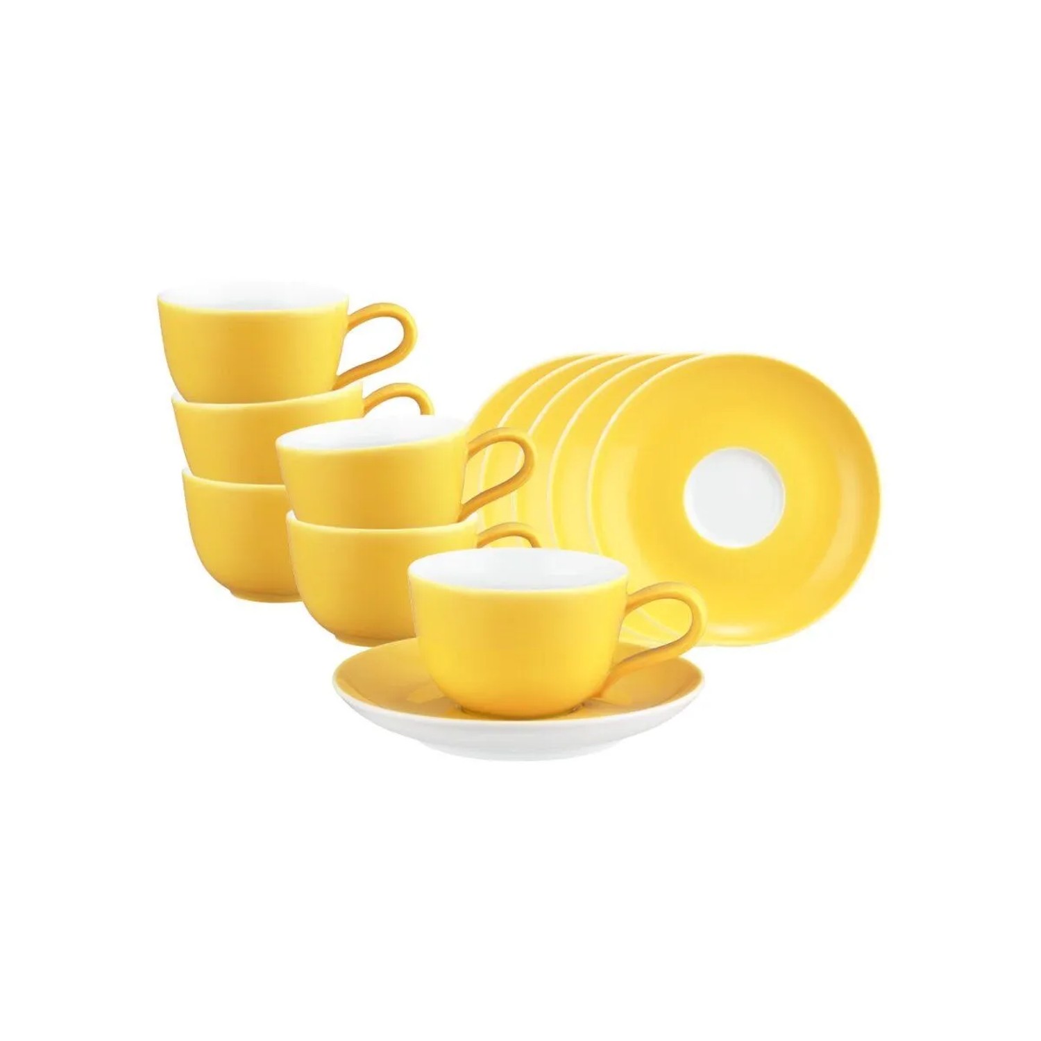 Seltmann Weiden Liberty Pure Colors Espressotasse mit Untertasse 6er Set Yellow Glow