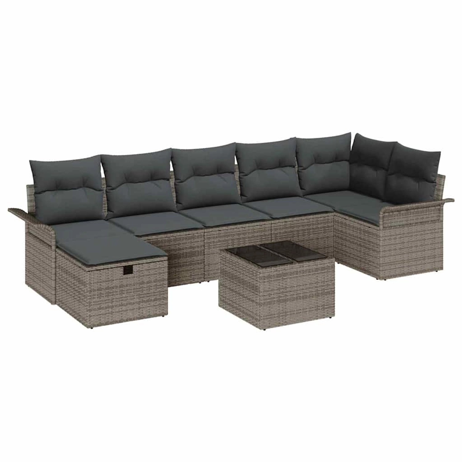 vidaXL Garten-Sofa-Set mit Kissen mit Speicher 8-Tlg Grau Poly Rattan 33602 günstig online kaufen