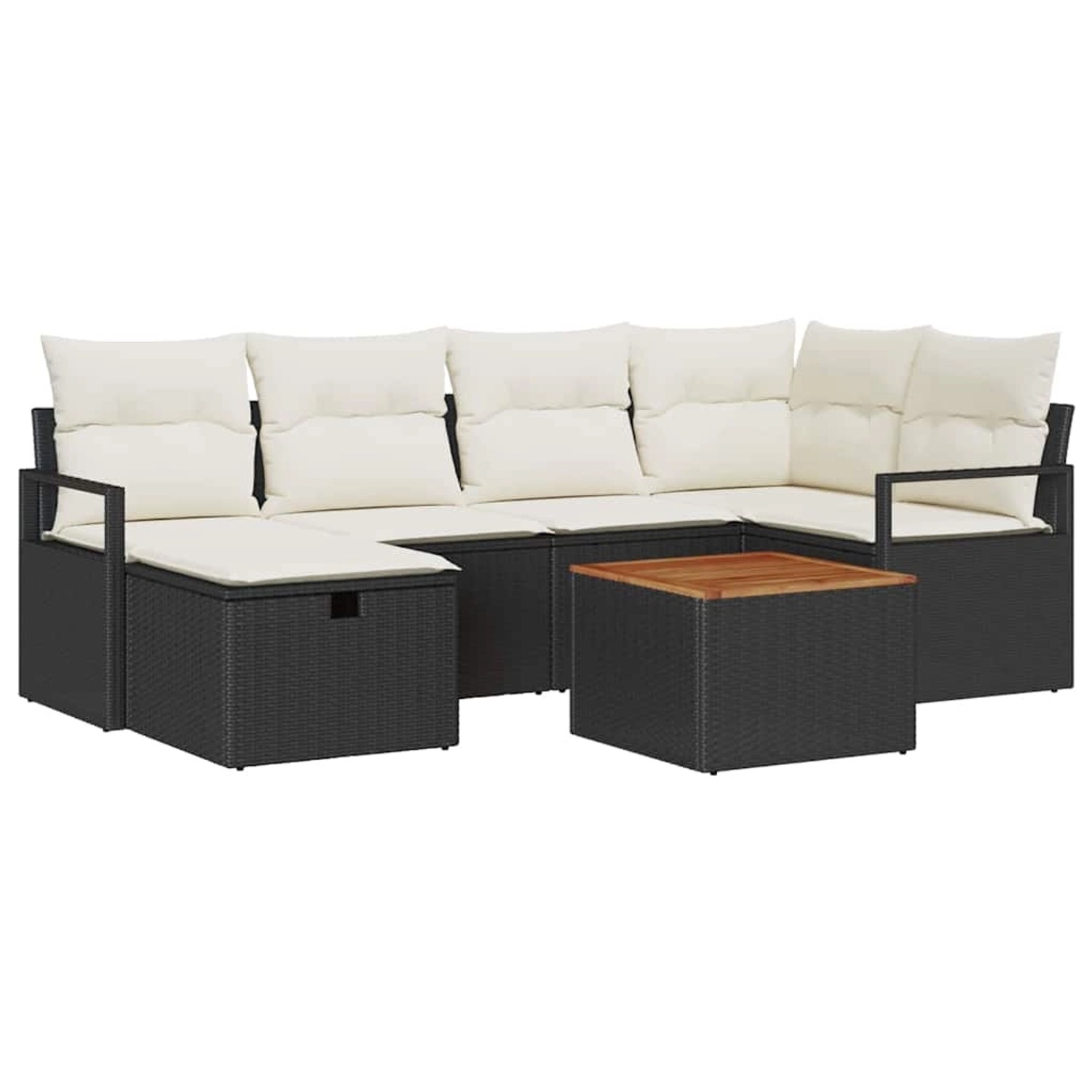 vidaXL Garten-Sofa-Set mit Kissen 7-Tlg Schwarz Poly Rattan 3360869 günstig online kaufen